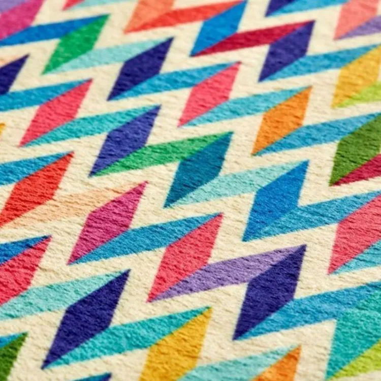 Picture of Multi Coloured Chevron Printed Rug