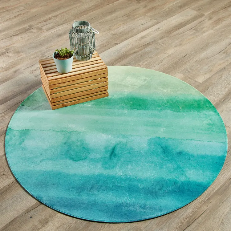 Picture of Ombre Blue Round Printed Rug