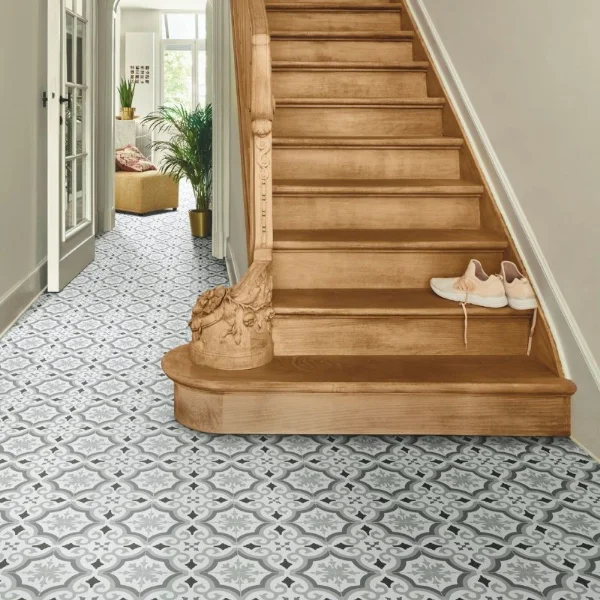 Clarity vinyl flooring at the foot of a timber staircase