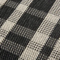 Picture of 4.00 x 1.85 Plaid Check Black Outdoor Rug