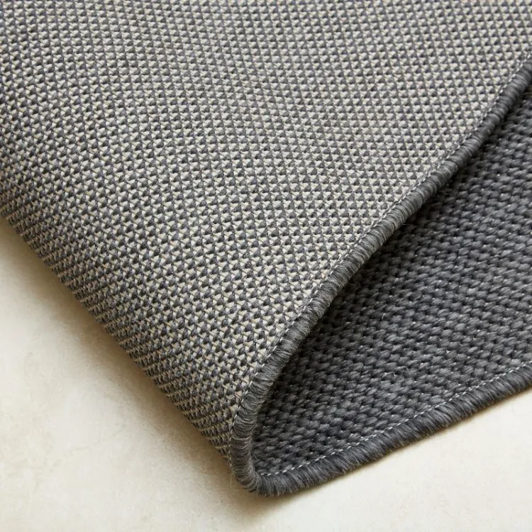 Picture of 4.00 x 1.85 Plaid Check Black Outdoor Rug