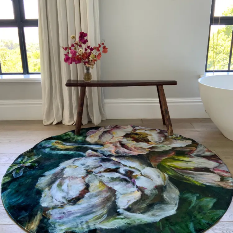 Picture of Kim Black Celebrating Paradise Round Printed Rug