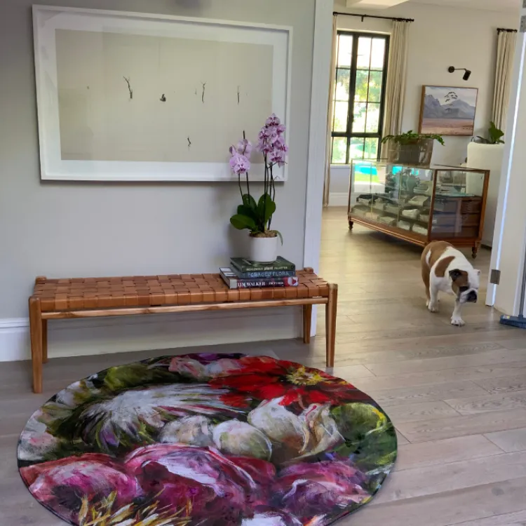 Picture of Kim Black Living in Colour Round Printed Rug