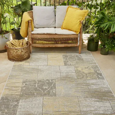 Picture of Vintage Patchwork Yellow Outdoor Rug
