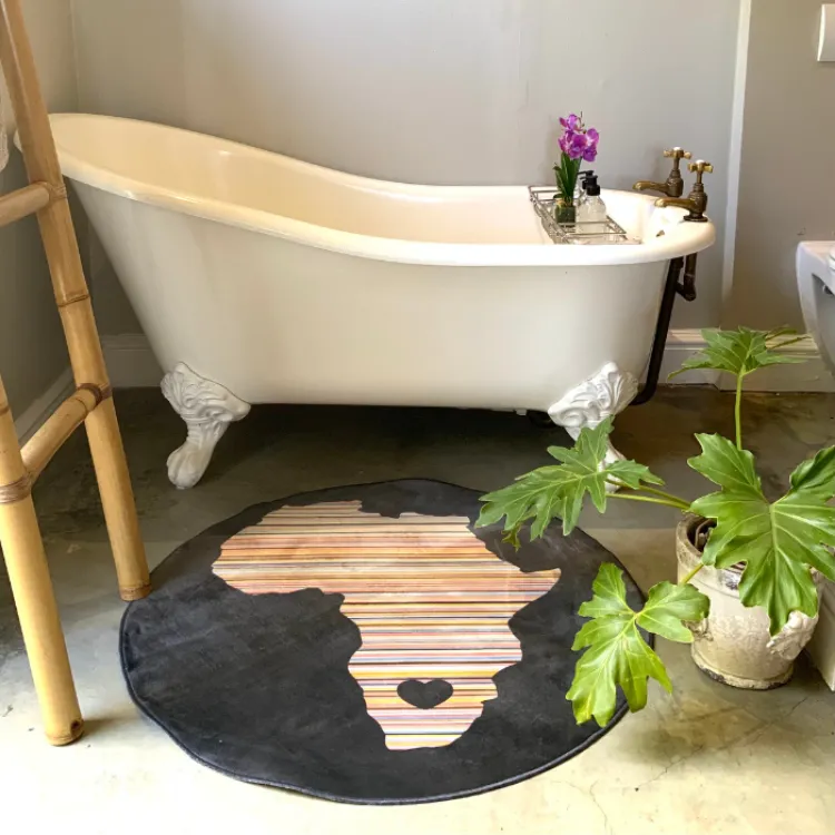 Picture of Africa Candystripe Charcoal Round Printed Rug