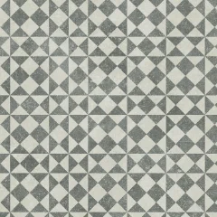 Gallery vinyl shown flat, its grey and white geometric tile pattern at full scale