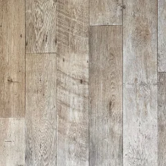 Hlabeni vinyl shown flat, a weathered grey-brown rustic plank pattern