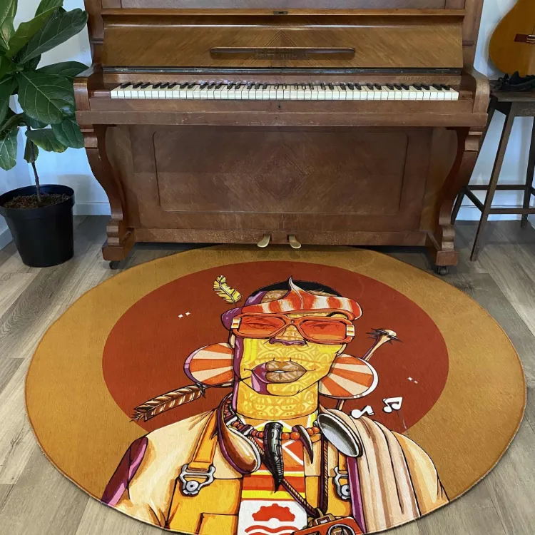 Picture of DREDA | Lamadoda Rust Round Printed Rug