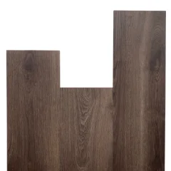 Otter vinyl planks in dark brown, arranged in a stepped layout on white to show the board shape