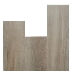 Platteklip vinyl planks in pale grey, arranged in a stepped layout on white