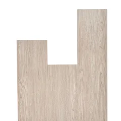 Silvermine vinyl planks in pale oak, arranged in a stepped layout on white