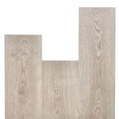 Wolfberg vinyl planks in pale grey, arranged in a stepped layout on white
