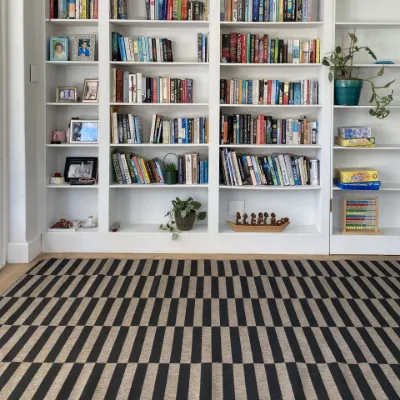 Picture of 2.00 x 4.00 Broken Stripe Almond Factory Shop Outdoor Rug