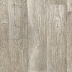 Respite vinyl shown flat, pale grey-beige planks with a soft grain