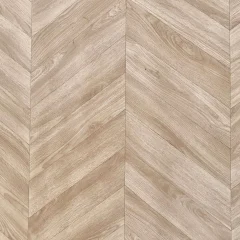 Chevron vinyl shown flat, its pale oak chevron laid at full scale