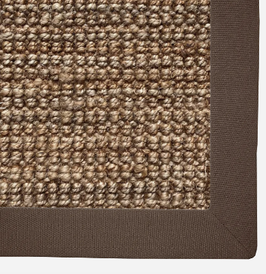 Picture of 1.80 x 2.00 Jute Ribbed Gold Rug with Taupe Binding