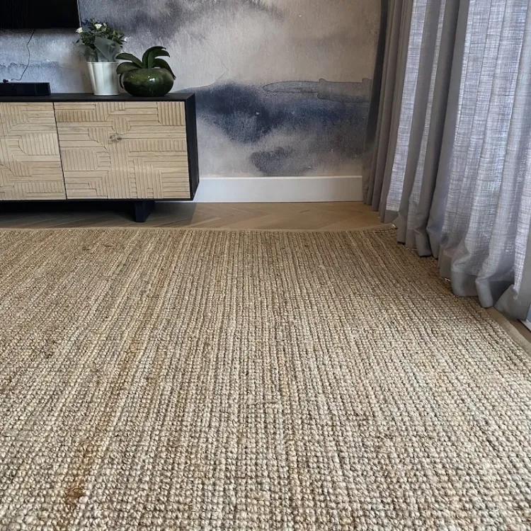 Picture of Jute Ribbed Gold Long Natural Runner