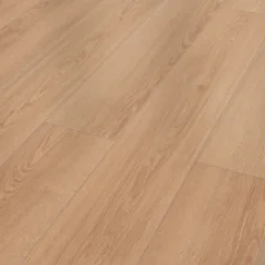 Bare Oak laminate boards shown at an angle, with the plank joints visible