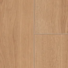 Close-up of two Bare Oak laminate boards meeting, showing the bevelled joint