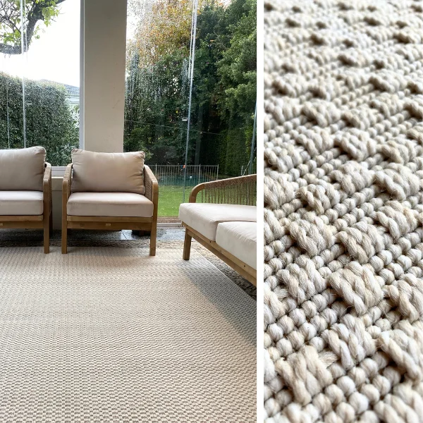 Picture of 1.45 x 3.50 Knotted Ecru Outdoor Factory Shop Rug