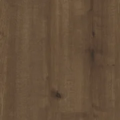 Atlanta Oak laminate shown flat, a deep chocolate-brown oak with open knots