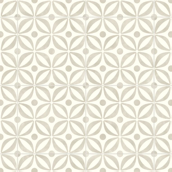 Easy Fit Serenity Latte vinyl flooring - latte geometric pattern on cream shown flat